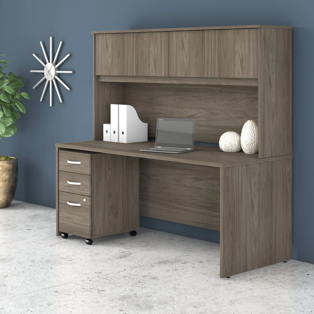 Studio C 72W x 30D Office Desk with Hutch and Mobile File Cabinet - Image 25