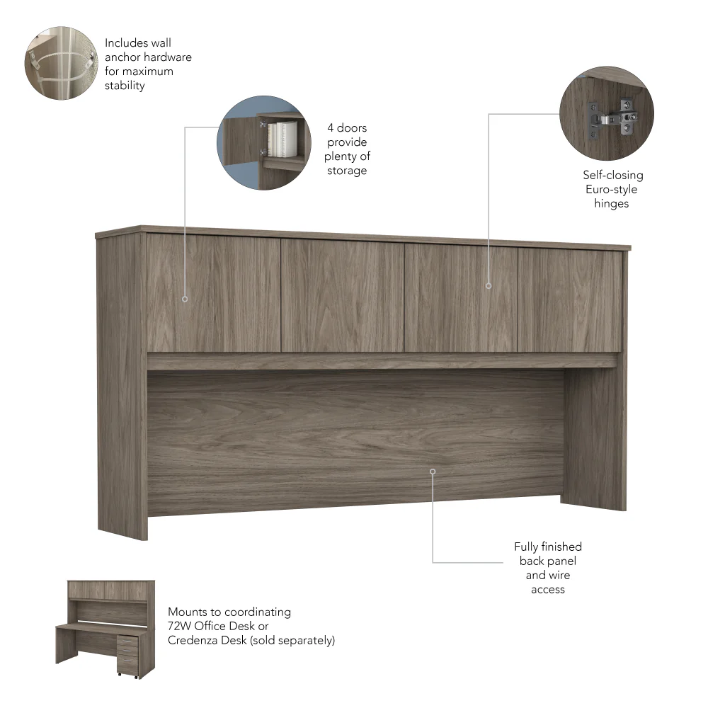 Studio C 72W x 30D Office Desk with Hutch and Mobile File Cabinet - Image 30