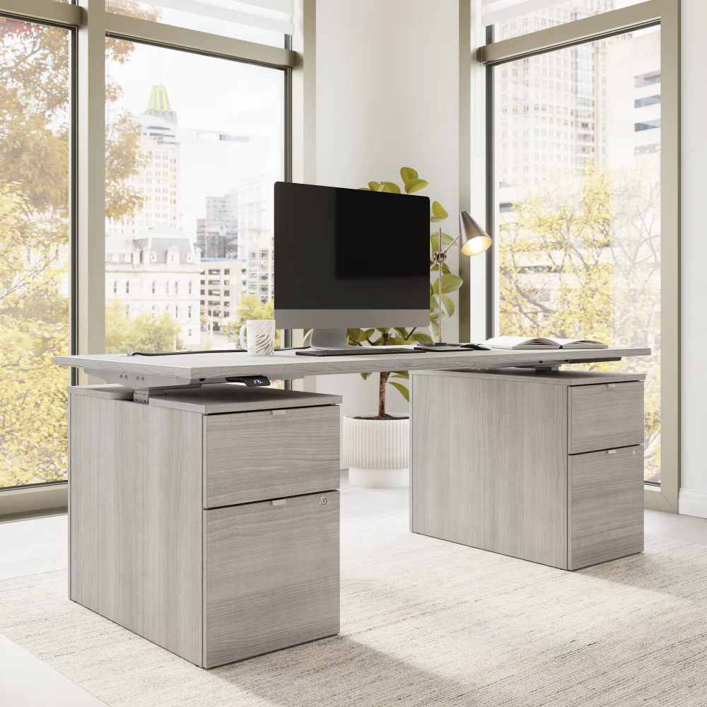 Stratus 72W x 30D Electric Height Adjustable Standing Desk with Drawers - Image 3