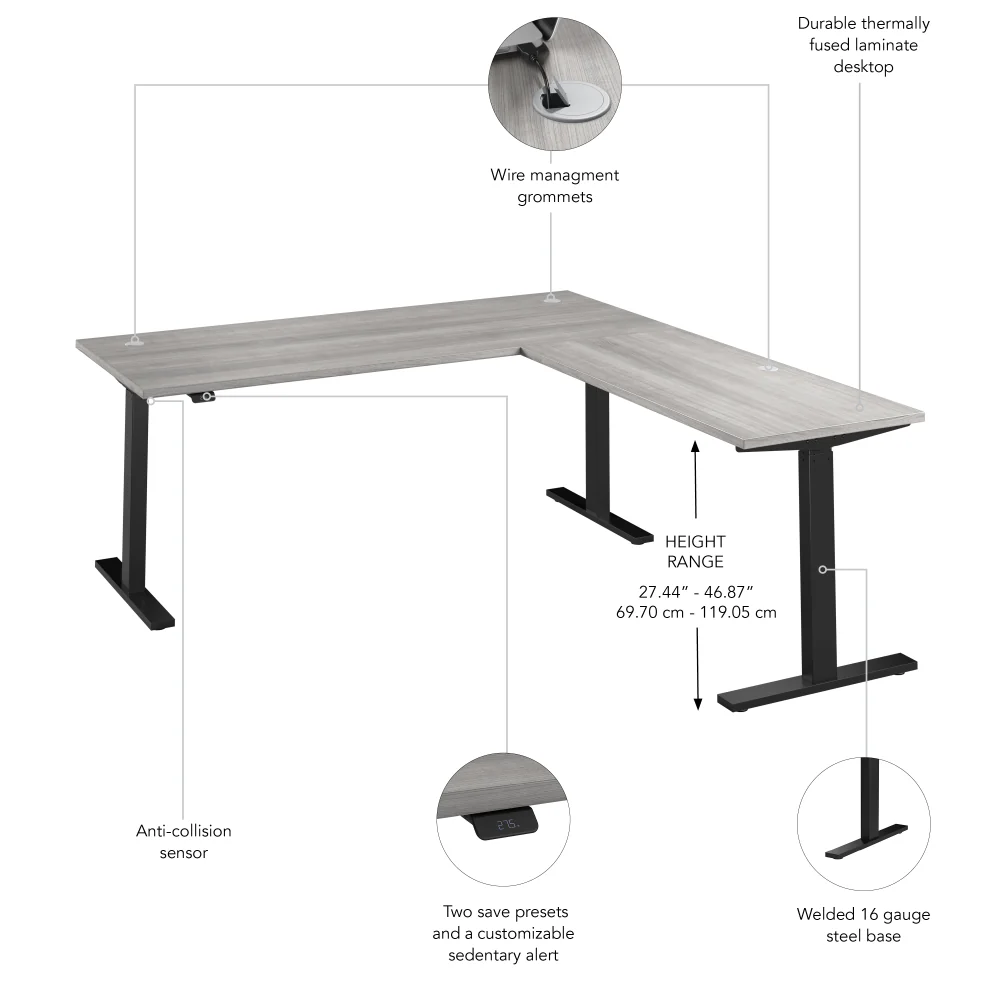 Move 60 Series 72W Height Adjustable L Shaped Standing Desk - Image 18
