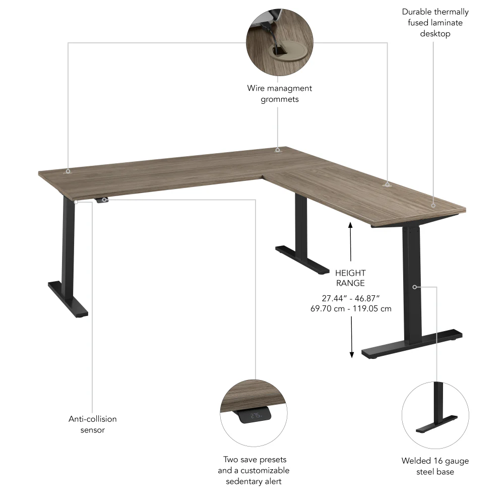 Move 60 Series 72W Height Adjustable L Shaped Standing Desk - Image 30