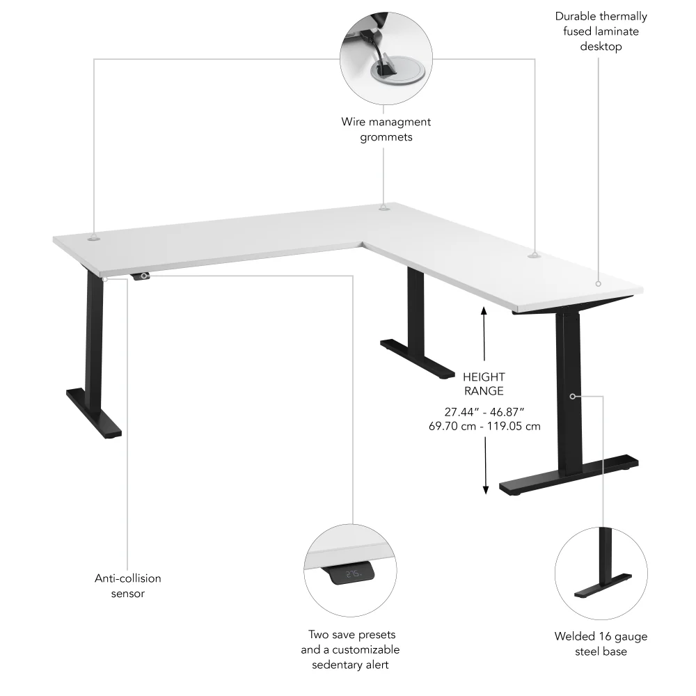 Move 60 Series 72W Height Adjustable L Shaped Standing Desk - Image 36