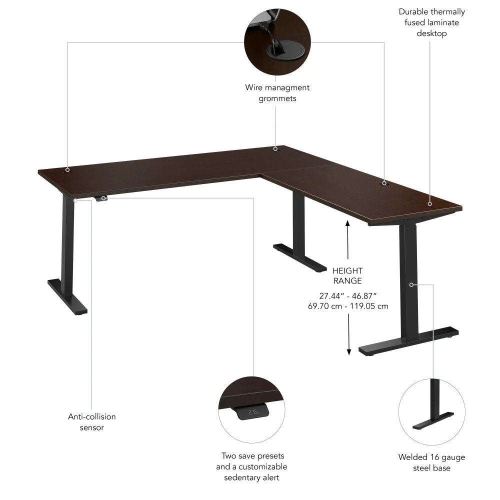 Move 60 Series 72W Height Adjustable L Shaped Standing Desk - Image 48