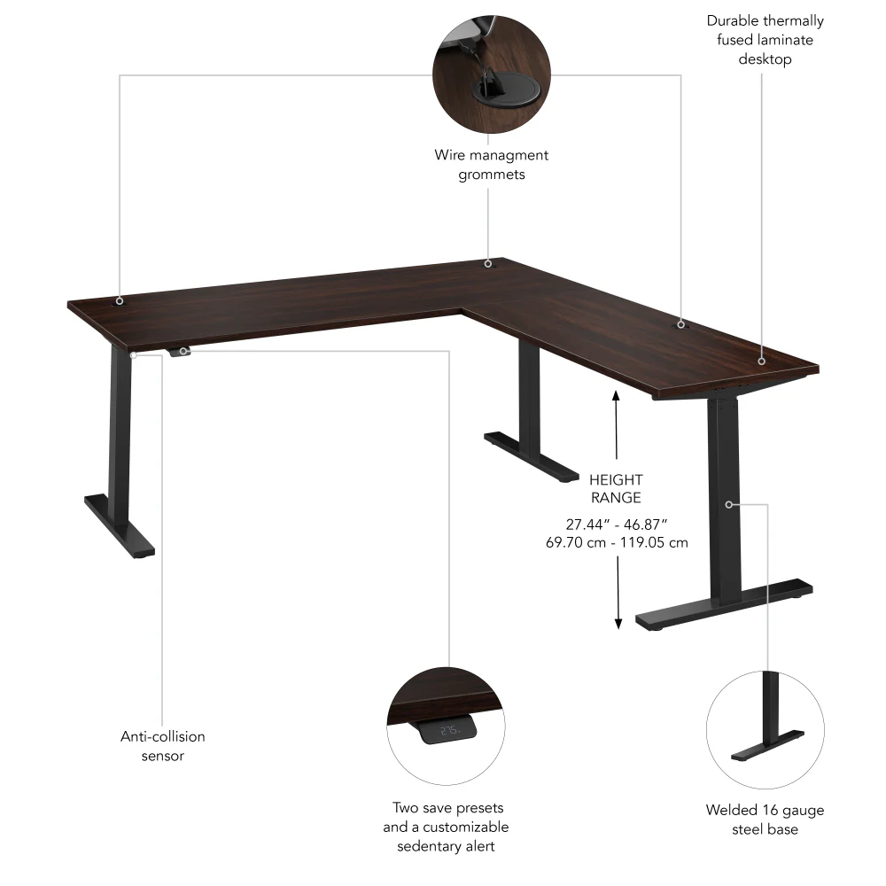 Move 60 Series 72W Height Adjustable L Shaped Standing Desk - Image 6