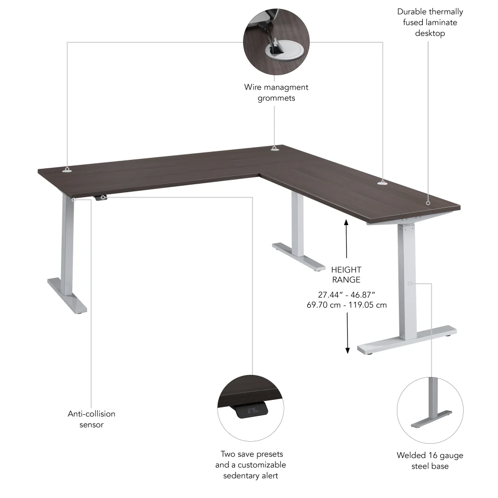Move 60 Series 72W Height Adjustable L Shaped Standing Desk - Image 30