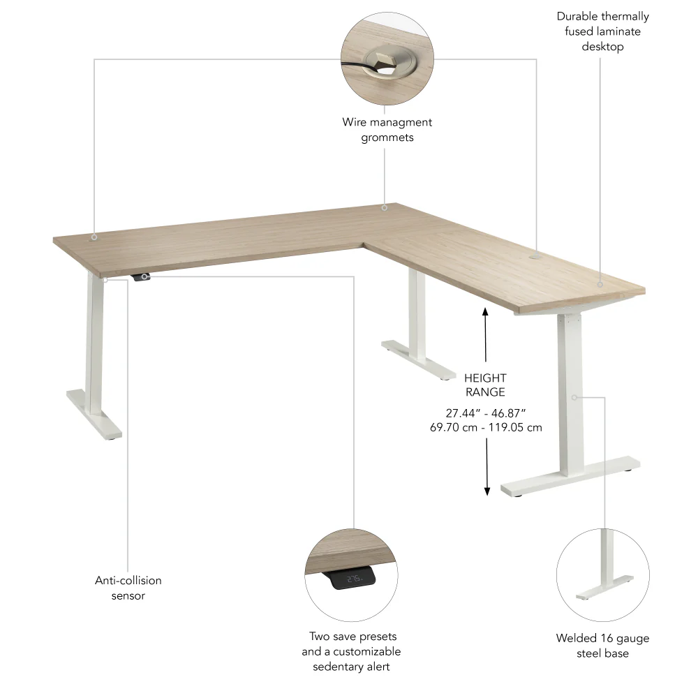 Move 60 Series 72W Height Adjustable L Shaped Standing Desk - Image 12