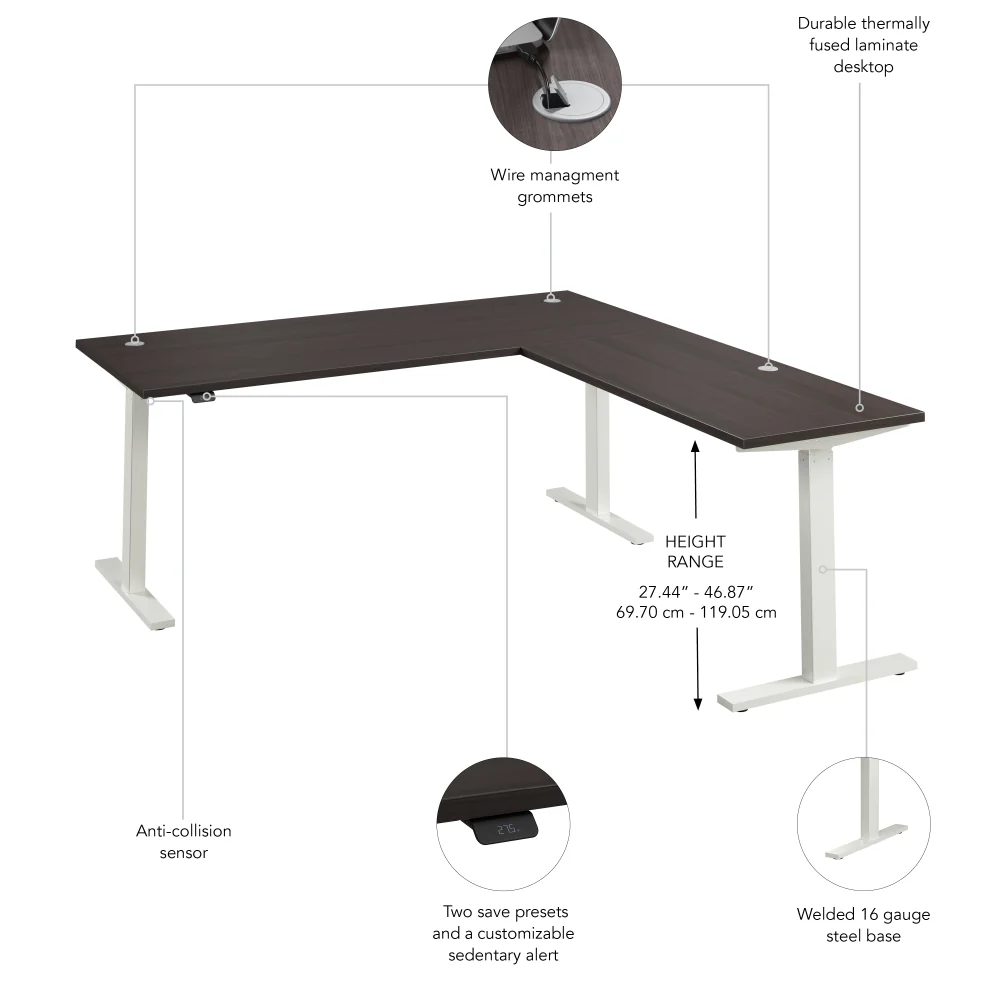 Move 60 Series 72W Height Adjustable L Shaped Standing Desk - Image 30