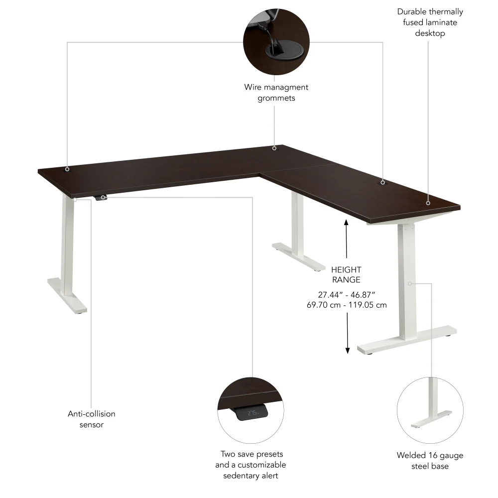 Move 60 Series 72W Height Adjustable L Shaped Standing Desk - Image 42