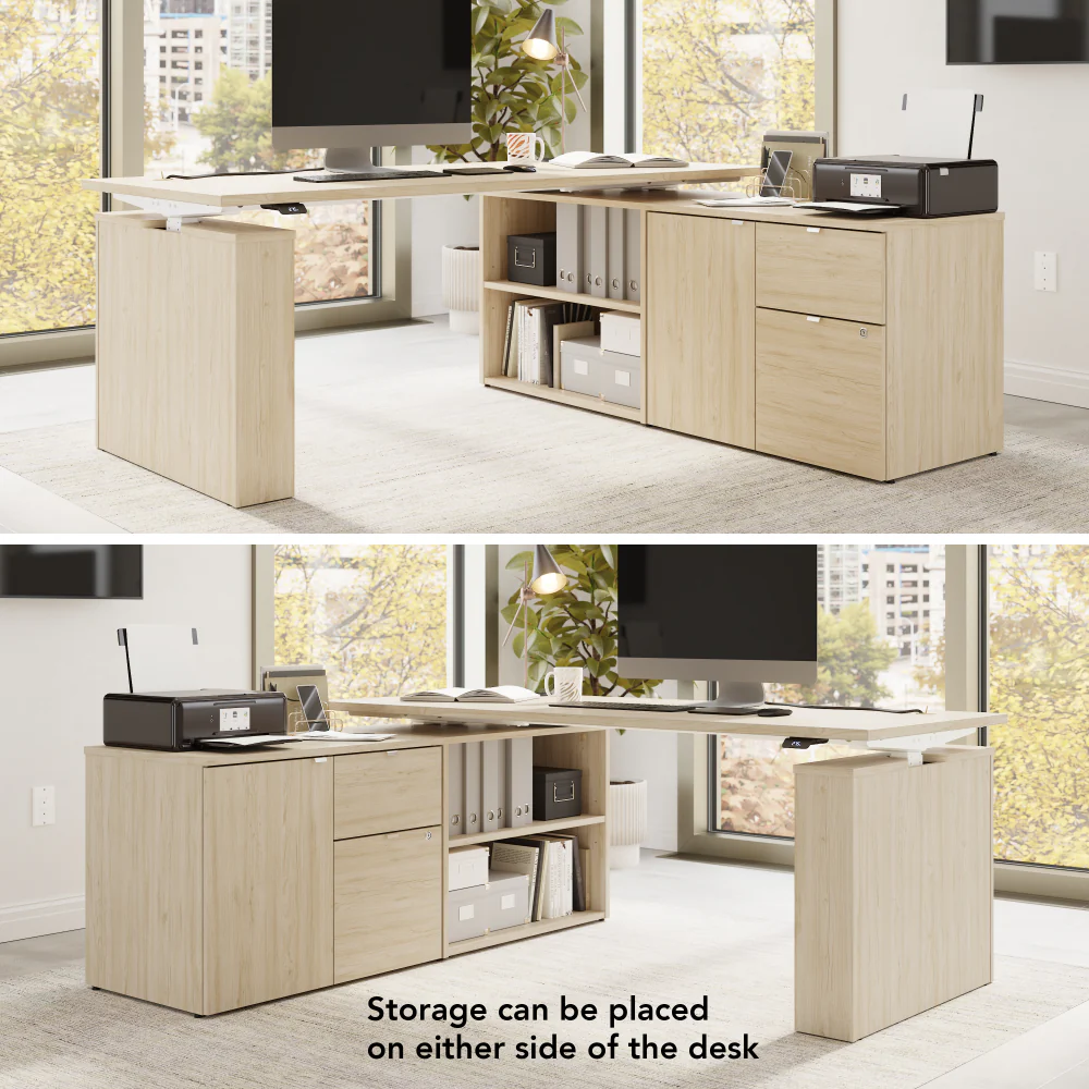 Stratus 72W x 30D Electric Height Adjustable Standing Desk with Storage - Image 10