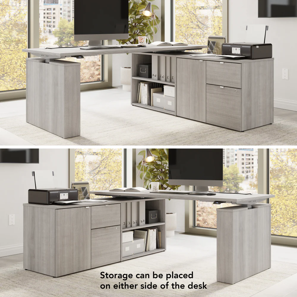 Stratus 72W x 30D Electric Height Adjustable Standing Desk with Storage - Image 17