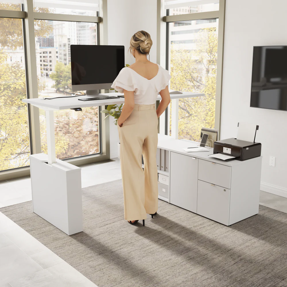 Stratus 72W x 30D Electric Height Adjustable Standing Desk with Storage - Image 2