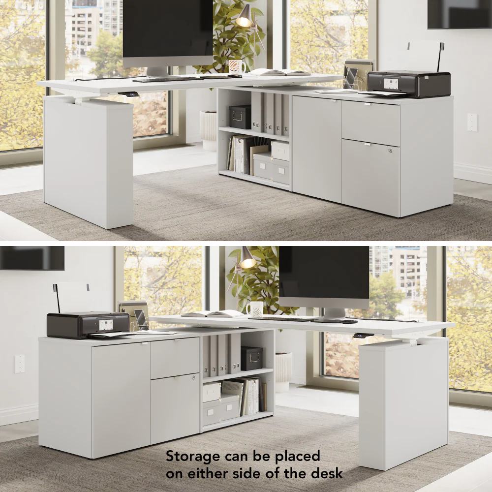 Stratus 72W x 30D Electric Height Adjustable Standing Desk with Storage - Image 3
