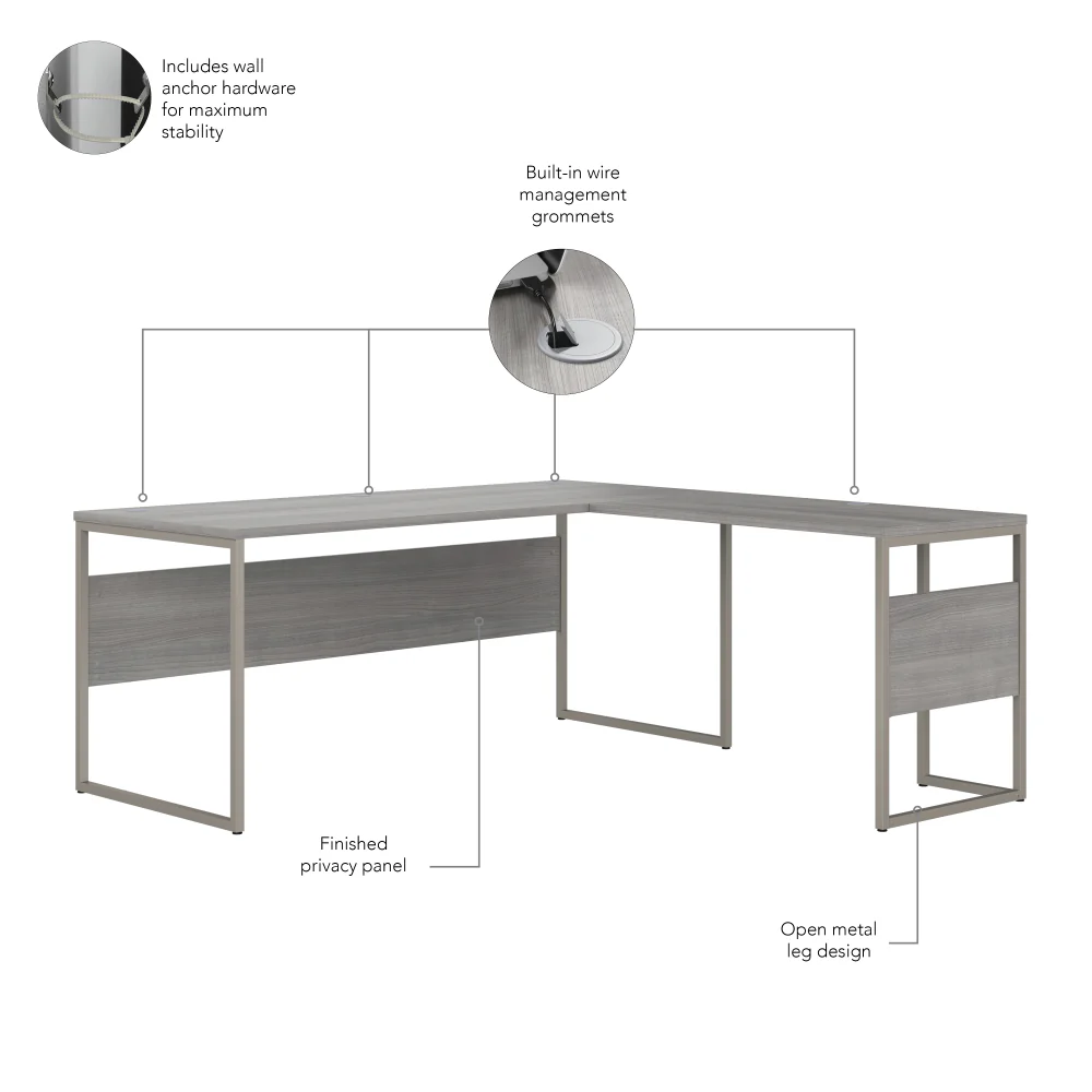 Hybrid 72W x 30D L Shaped Table Desk with Mobile File Cabinet - Image 20