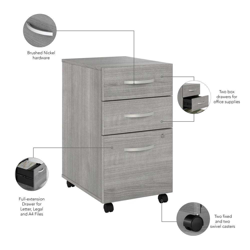 Hybrid 72W x 30D L Shaped Table Desk with Mobile File Cabinet - Image 21