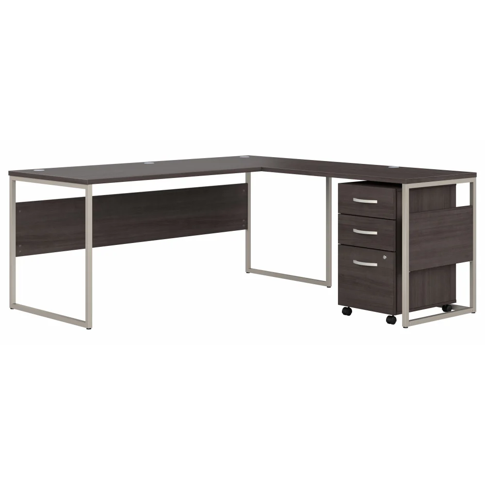 Hybrid 72W x 30D L Shaped Table Desk with Mobile File Cabinet - Image 22