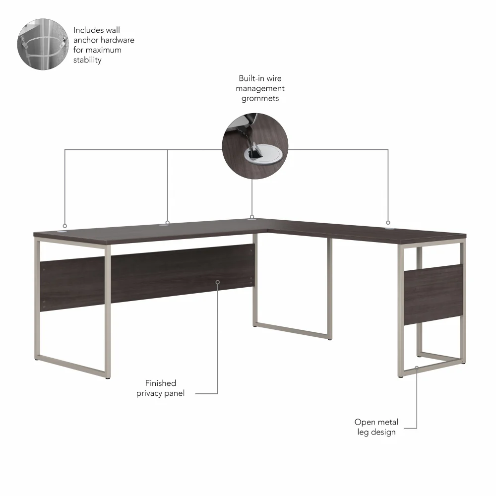 Hybrid 72W x 30D L Shaped Table Desk with Mobile File Cabinet - Image 27
