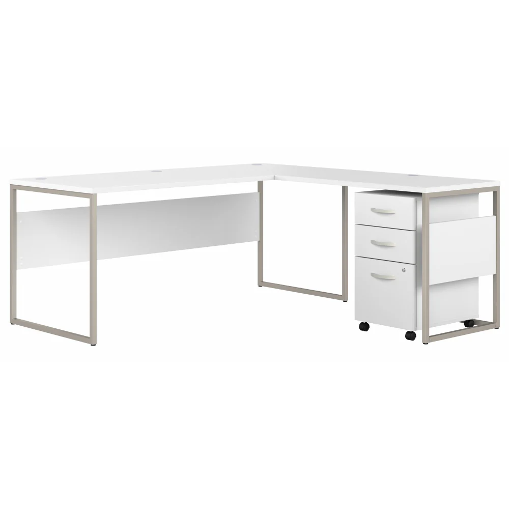 Hybrid 72W x 30D L Shaped Table Desk with Mobile File Cabinet - Image 29