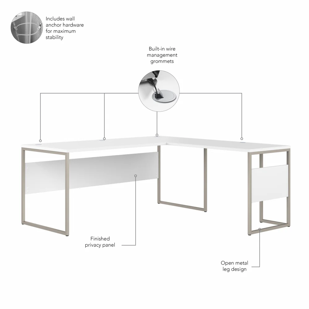 Hybrid 72W x 30D L Shaped Table Desk with Mobile File Cabinet - Image 35