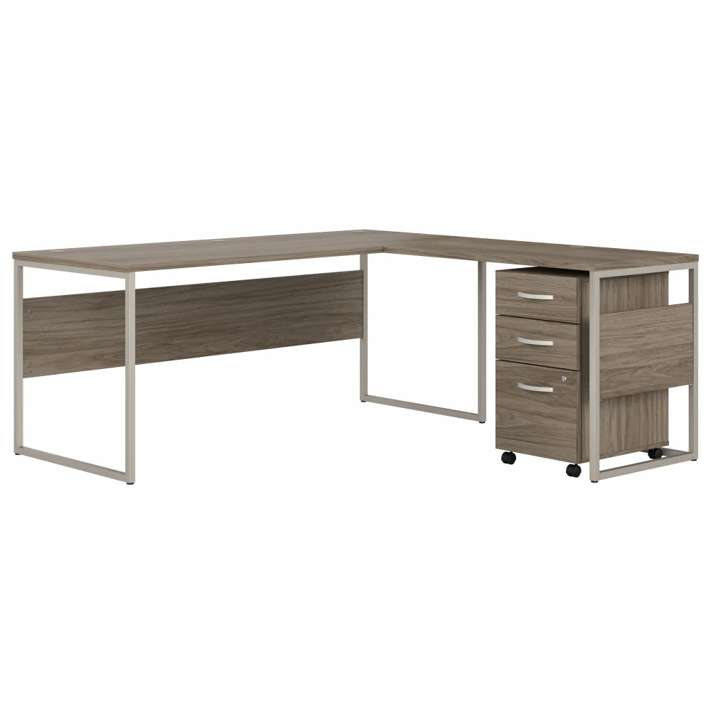 Hybrid 72W x 30D L Shaped Table Desk with Mobile File Cabinet - Image 8
