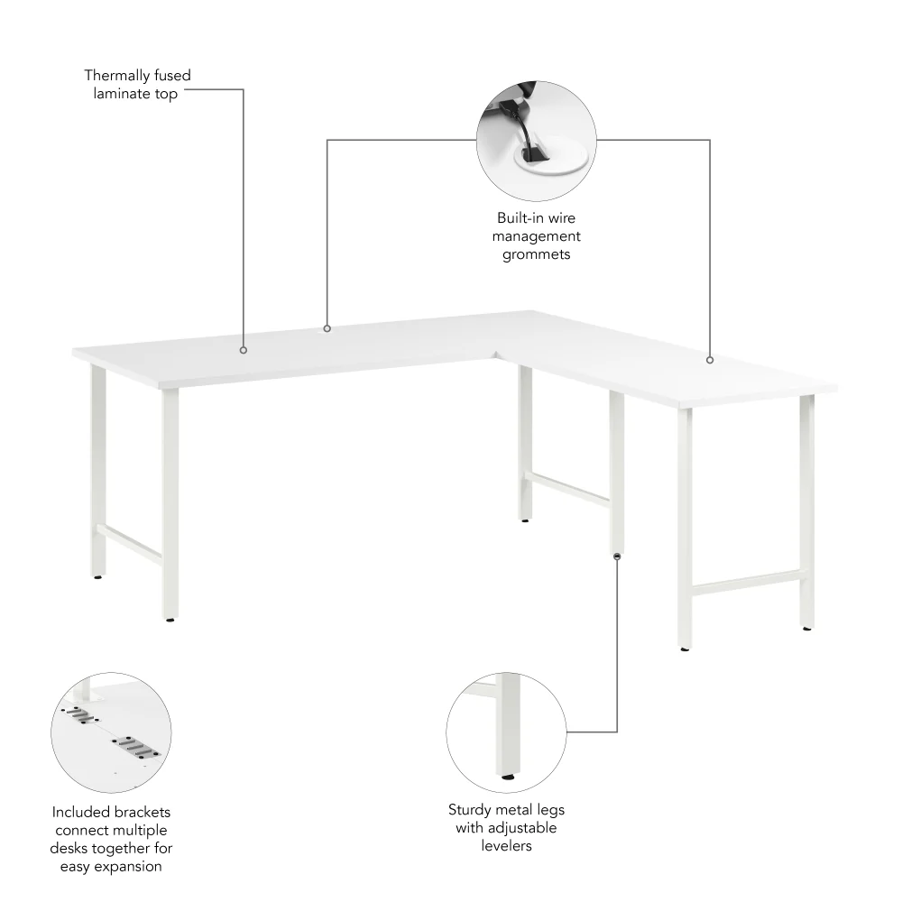Hustle 72W x 30D L Shaped Computer Desk with Metal Legs - Image 14