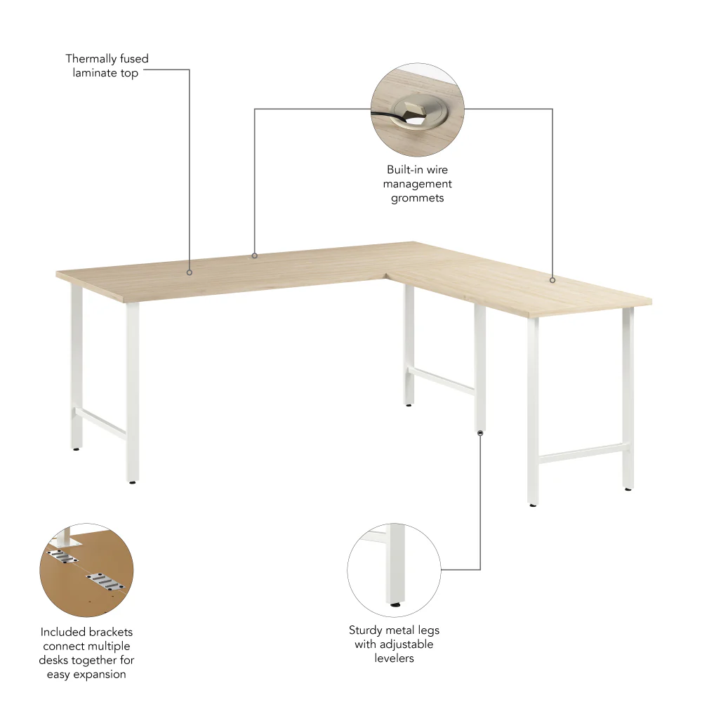 Hustle 72W x 30D L Shaped Computer Desk with Metal Legs - Image 7
