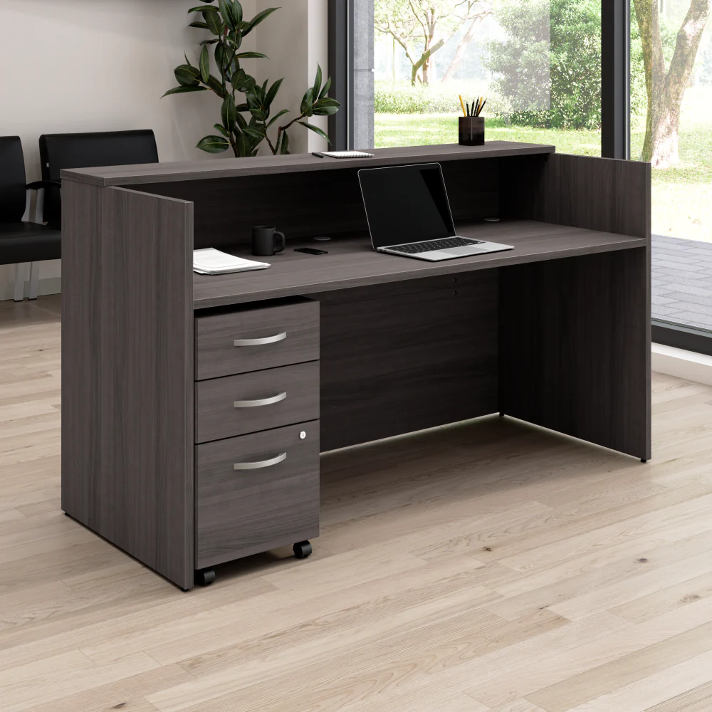 Arrive 72W x 30D Reception Desk with Shelf and Mobile File Cabinet - Image 10