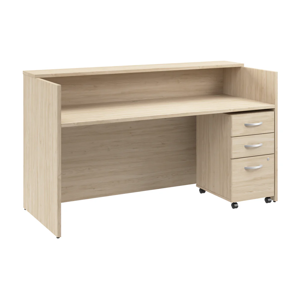 Arrive 72W x 30D Reception Desk with Shelf and Mobile File Cabinet - Image 17