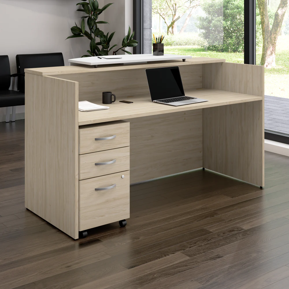 Arrive 72W x 30D Reception Desk with Counter and Mobile File Cabinet - Image 11