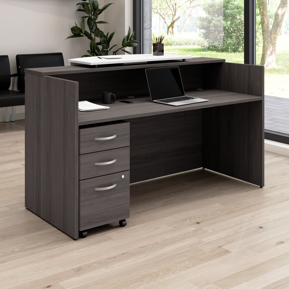 Arrive 72W x 30D Reception Desk with Counter and Mobile File Cabinet - Image 20
