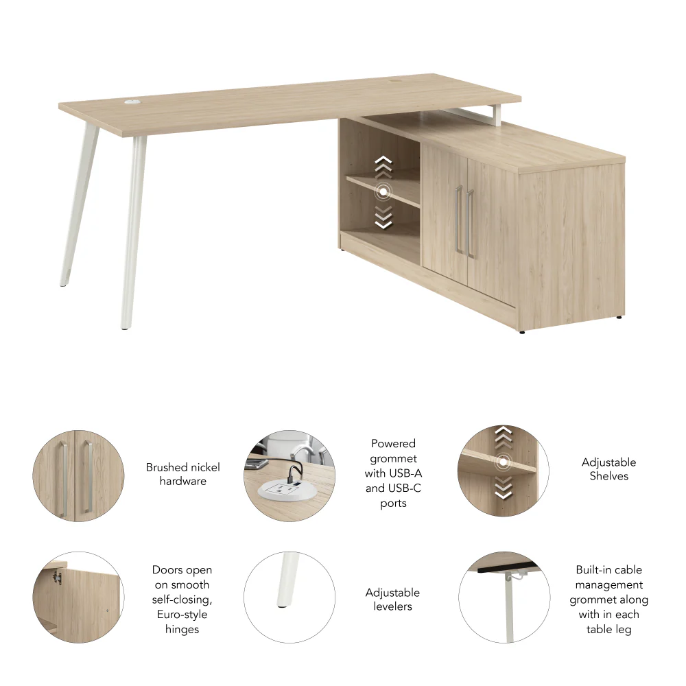 Vista 72W L Shaped Desk with Splayed Metal Legs and Low Storage Cabinet - Image 12