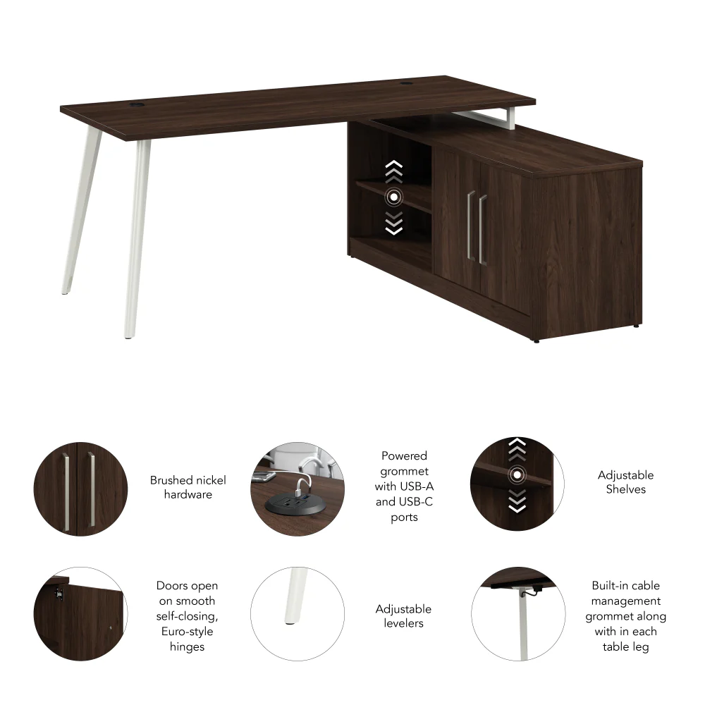 Vista 72W L Shaped Desk with Splayed Metal Legs and Low Storage Cabinet - Image 6