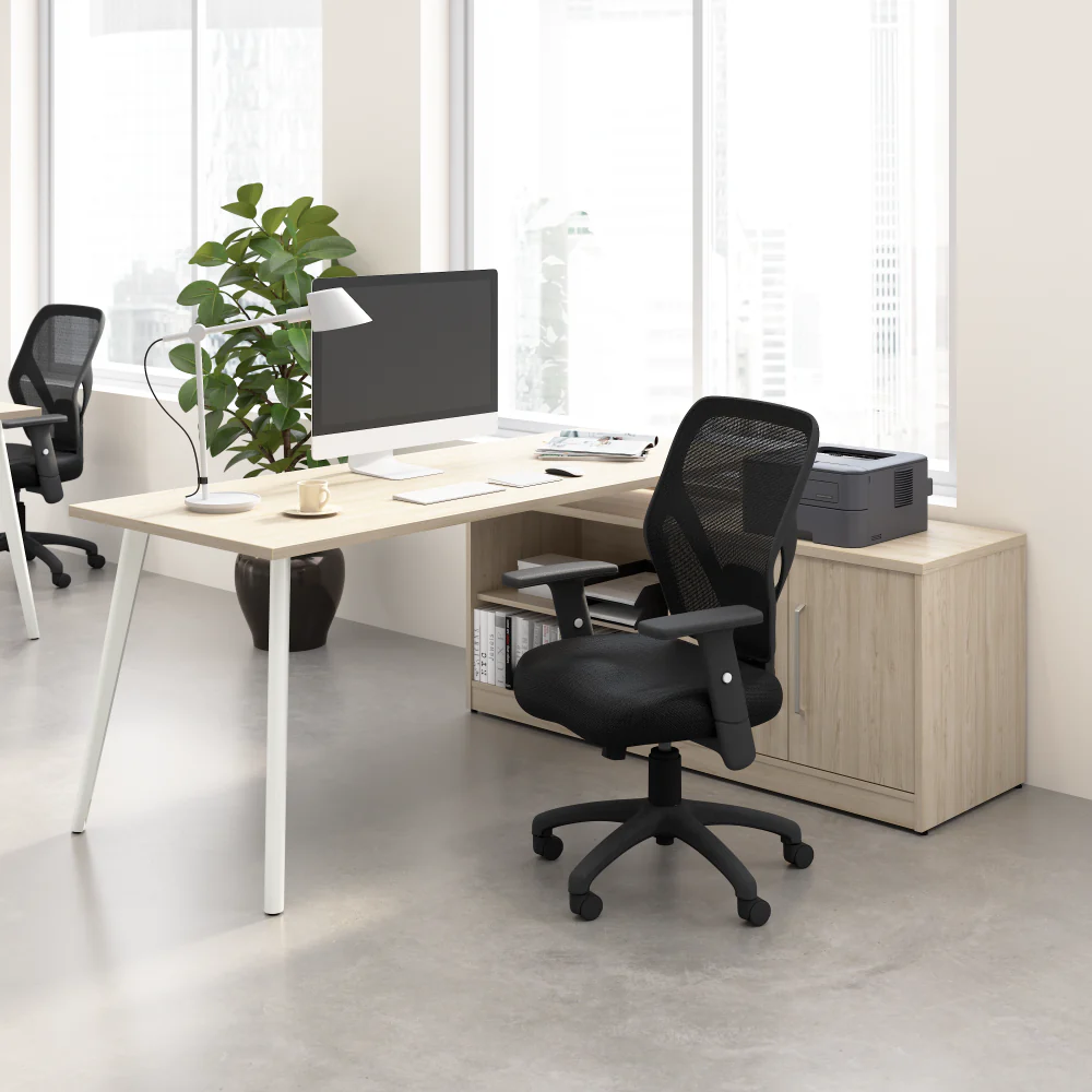Vista 72W L Shaped Desk with Splayed Metal Legs and Low Storage Cabinet - Image 8