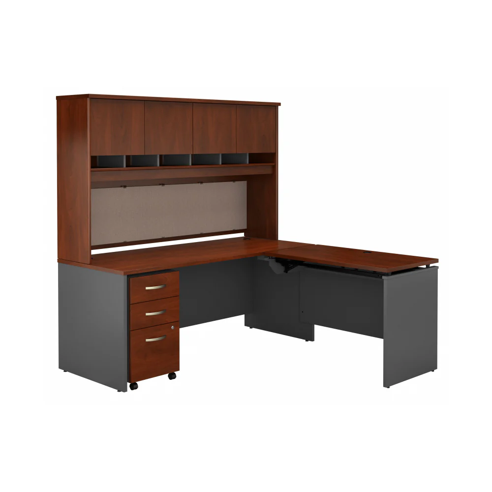 Series C 72W x 30D 3 Position Sit to Stand L Shaped Desk with Hutch and Mobile File Cabinet - Image 11