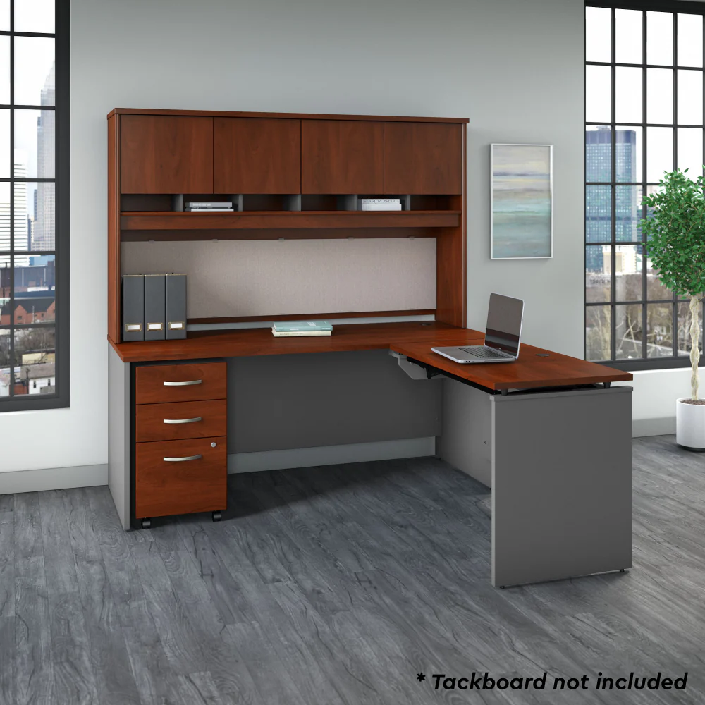 Series C 72W x 30D 3 Position Sit to Stand L Shaped Desk with Hutch and Mobile File Cabinet - Image 12