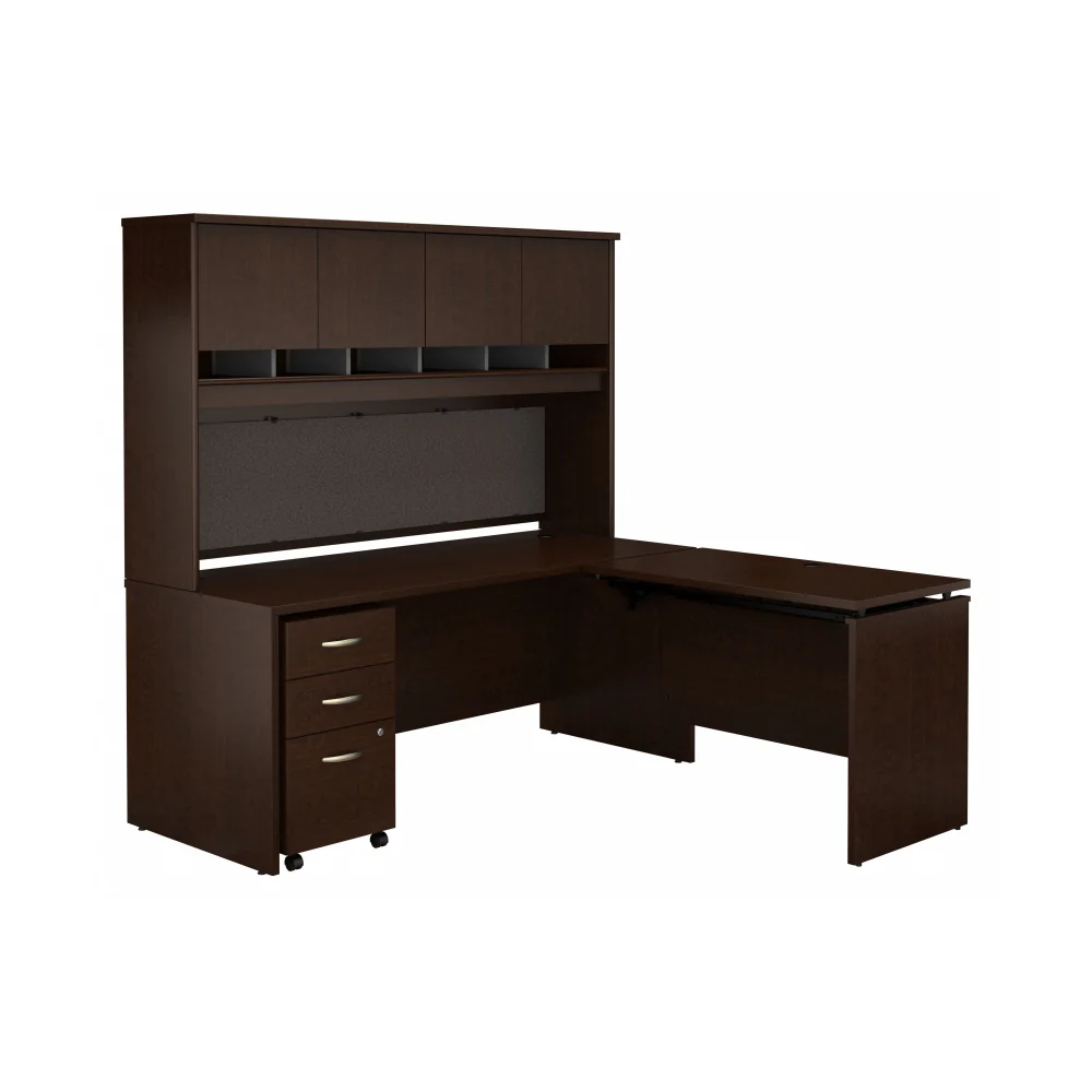 Series C 72W x 30D 3 Position Sit to Stand L Shaped Desk with Hutch and Mobile File Cabinet - Image 3