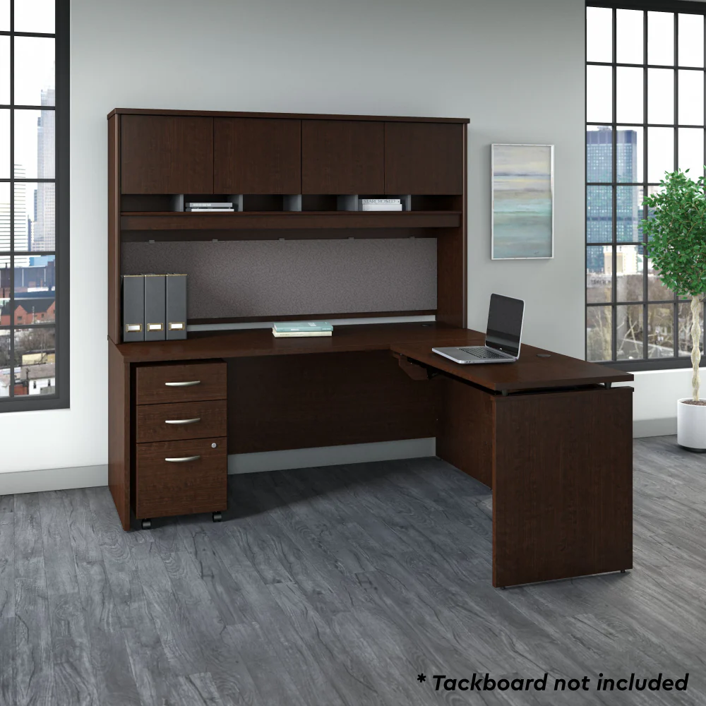 Series C 72W x 30D 3 Position Sit to Stand L Shaped Desk with Hutch and Mobile File Cabinet - Image 4