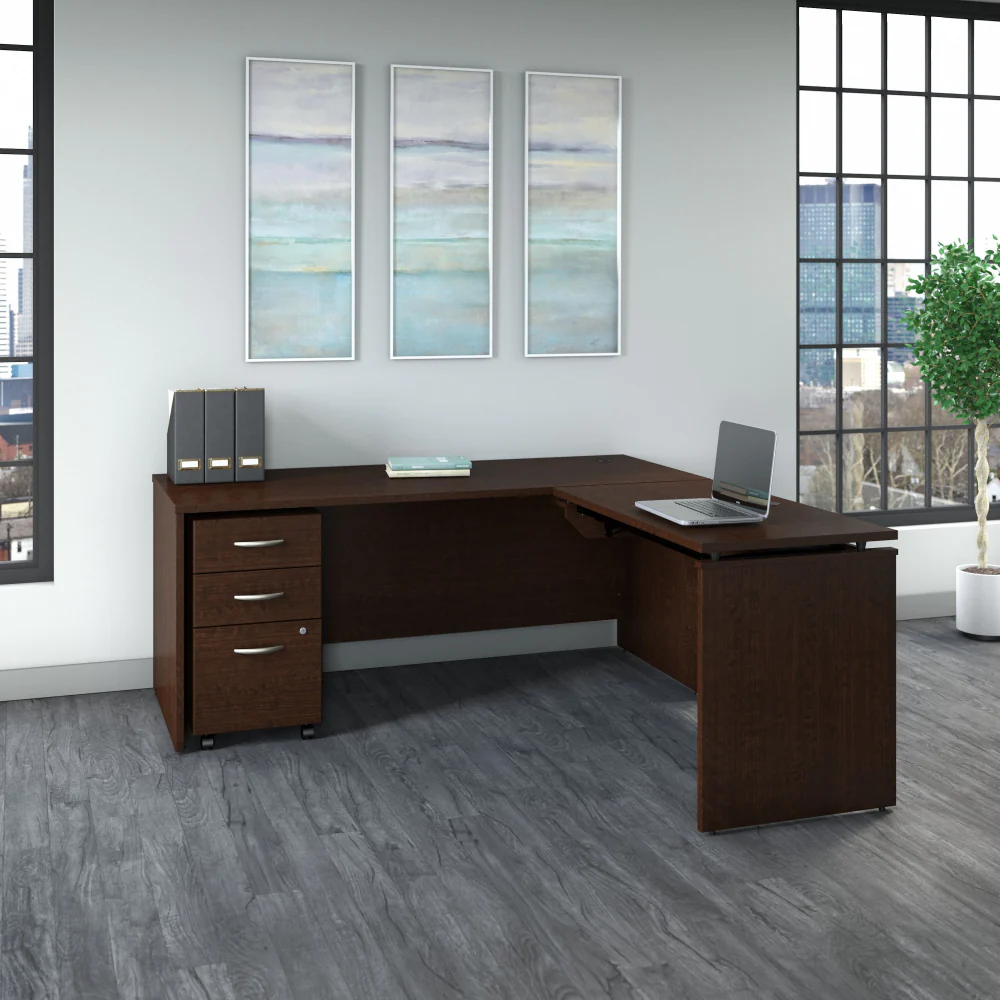Series C 72W x 30D 3 Position Sit to Stand L Shaped Desk with Mobile File Cabinet - Image 12
