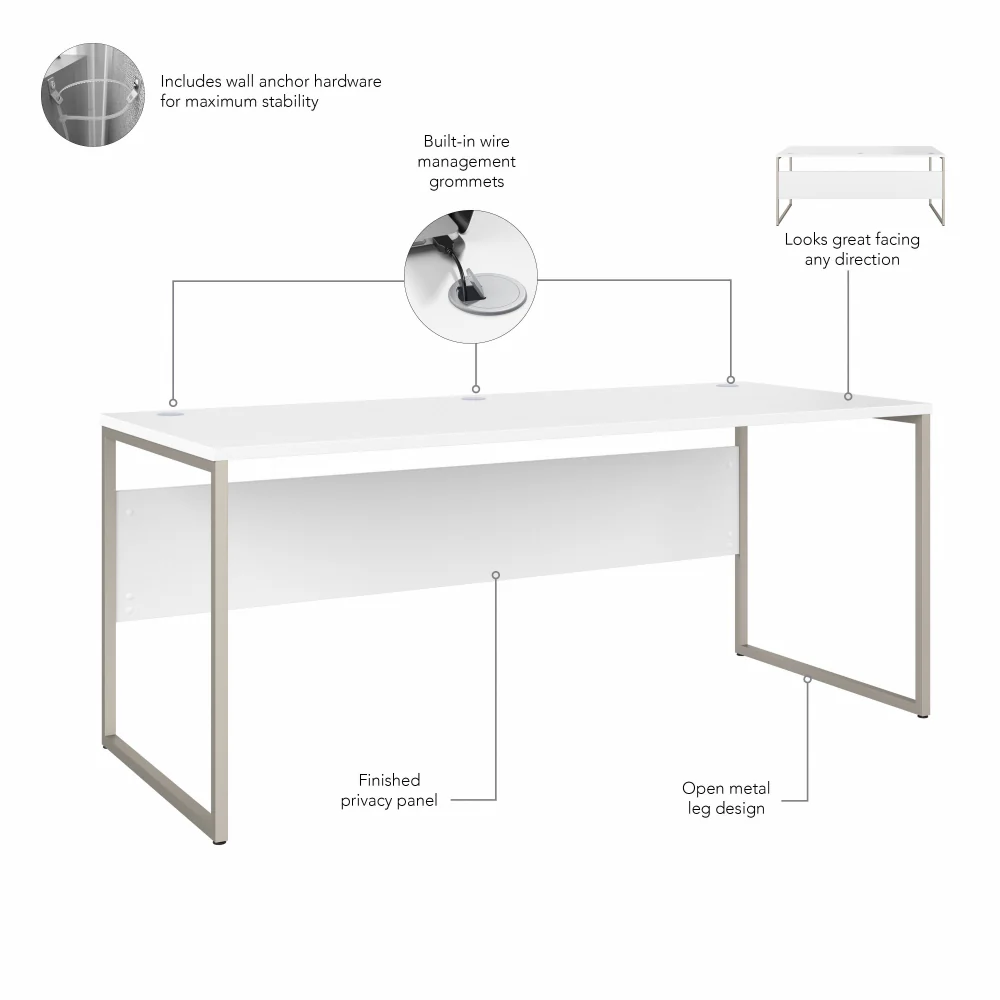 Hybrid 72W x 30D Computer Table Desk with Metal Legs - Image 10