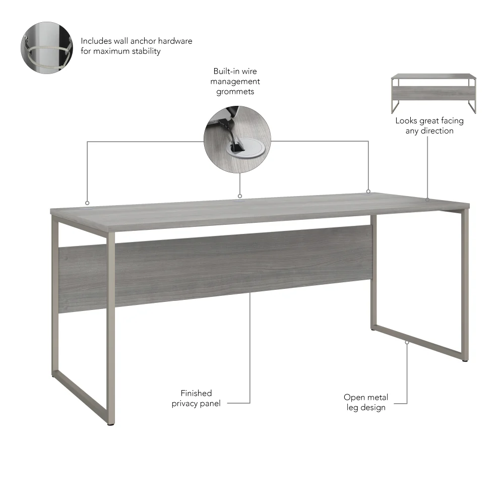Hybrid 72W x 30D Computer Table Desk with Metal Legs - Image 19