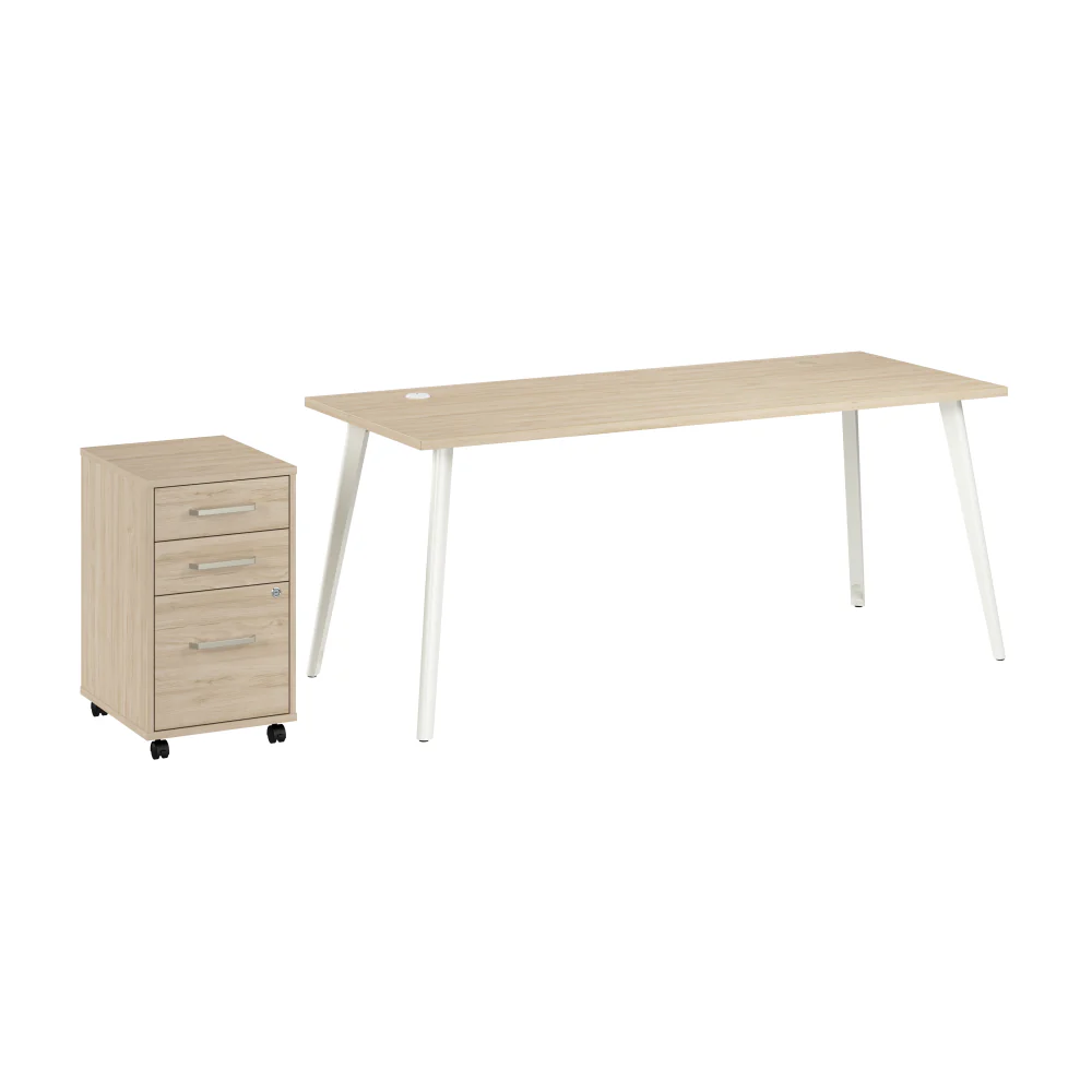 Vista 72W Desk with Splayed Metal Legs and 3 Drawer Mobile File Cabinet - Image 7
