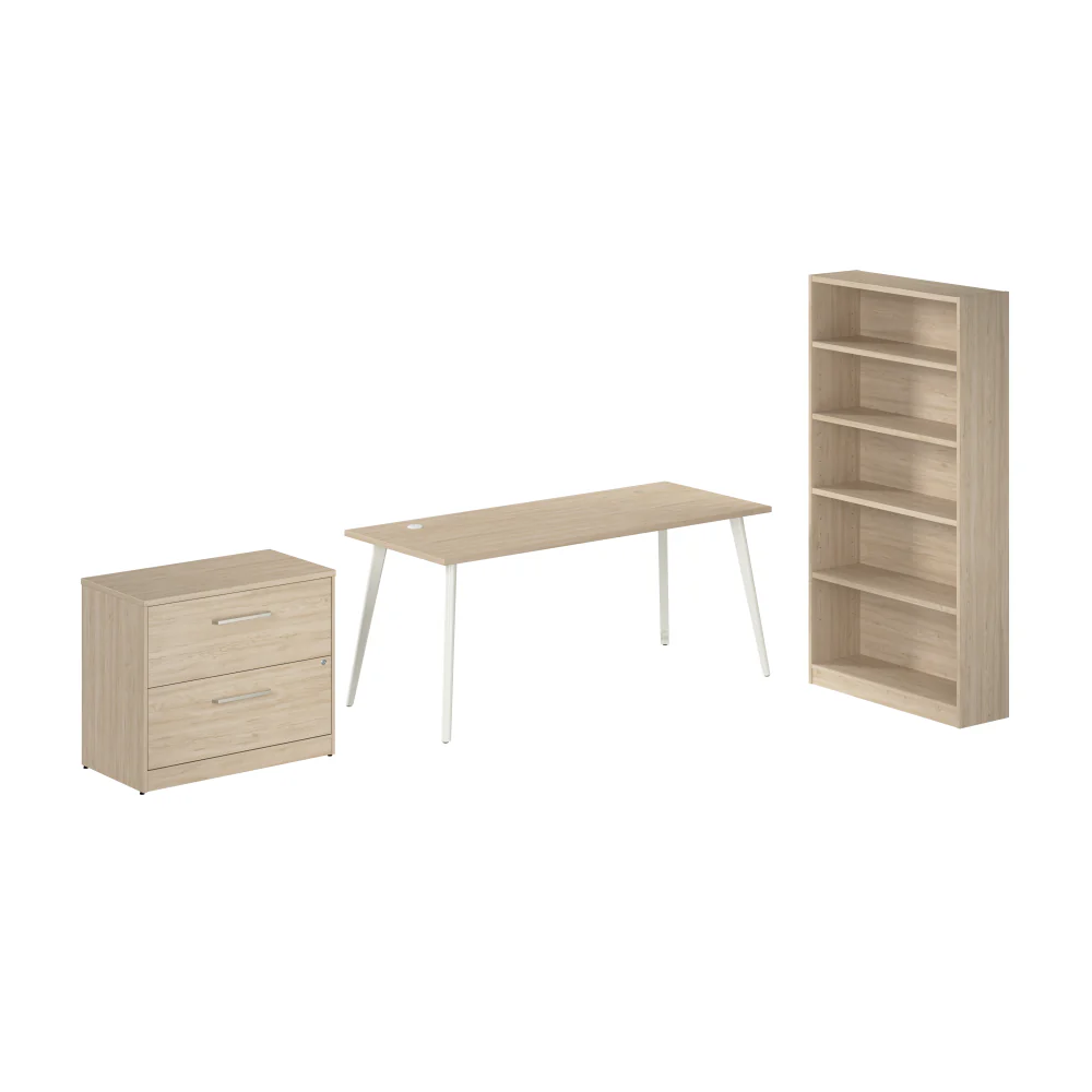 Vista 72W Desk with Splayed Metal Legs, Lateral File Cabinet, and Bookcase - Image 7