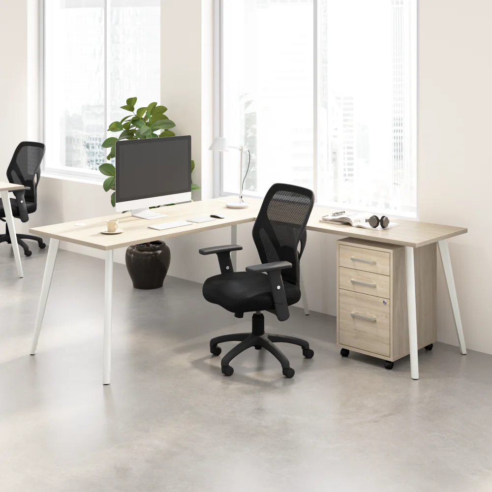 Vista 72W L Shaped Desk with Splayed Metal Legs and Mobile File Cabinet - Image 2