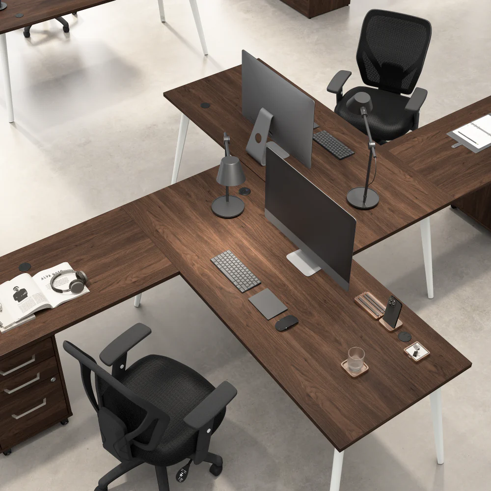 Vista 72W x 30D L Shaped Desk with Splayed Metal Legs - Image 11