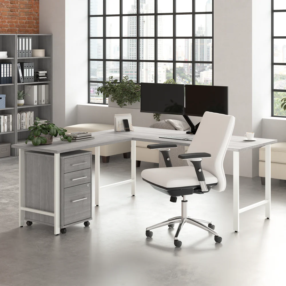 Hustle 72W x 30D L Shaped Computer Desk with 3 Drawer Mobile File Cabinet - Image 10