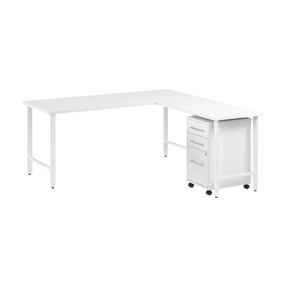 Hustle 72W x 30D L Shaped Computer Desk with 3 Drawer Mobile File Cabinet - Image 5