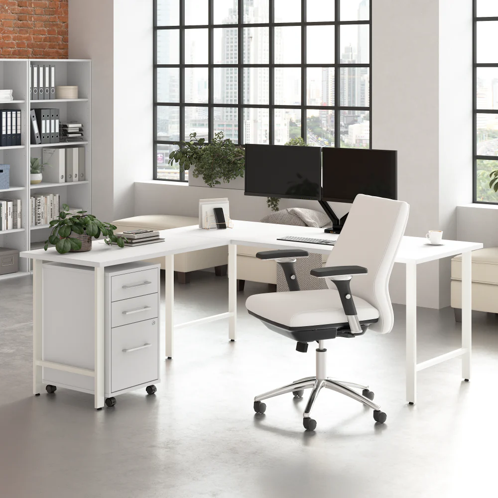 Hustle 72W x 30D L Shaped Computer Desk with 3 Drawer Mobile File Cabinet - Image 6