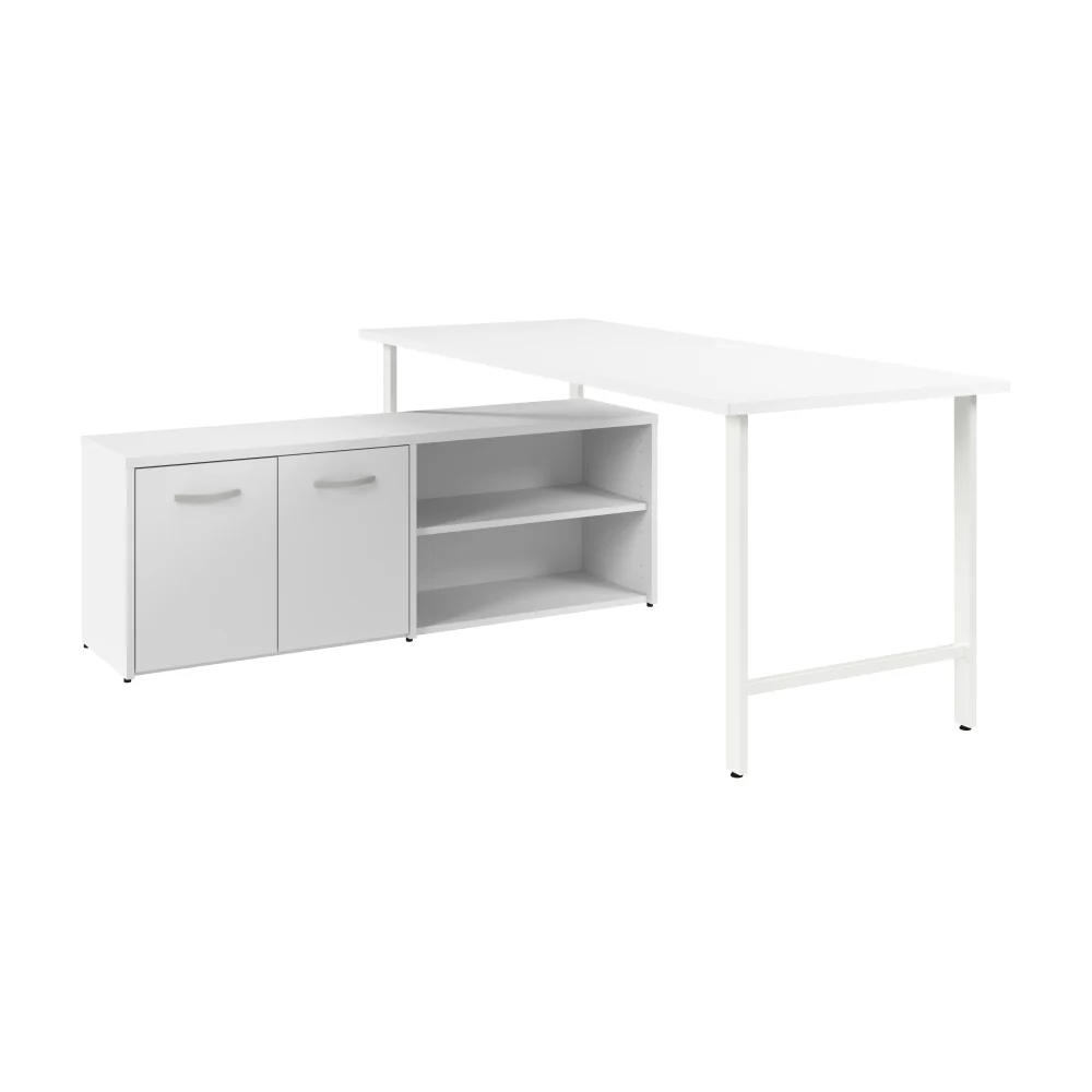 Hustle 72W x 30D Computer Desk and Low Storage Cabinet with Doors and Shelves - Image 5