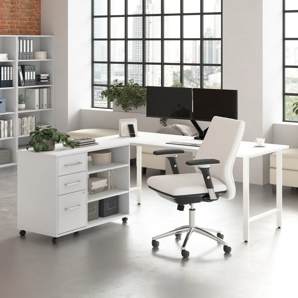Hustle 72W x 30D Computer Desk and Storage Cabinet with Drawers and Shelves - Image 10
