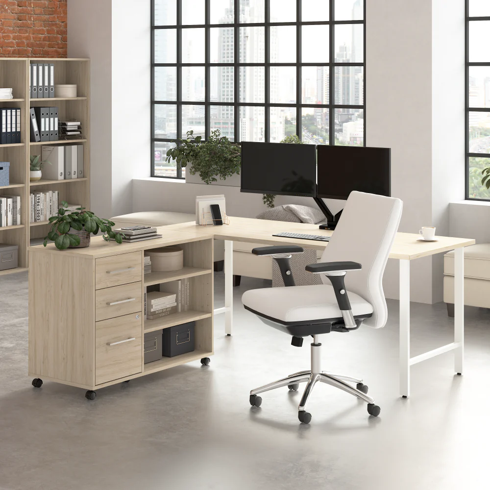 Hustle 72W x 30D Computer Desk and Storage Cabinet with Drawers and Shelves - Image 6
