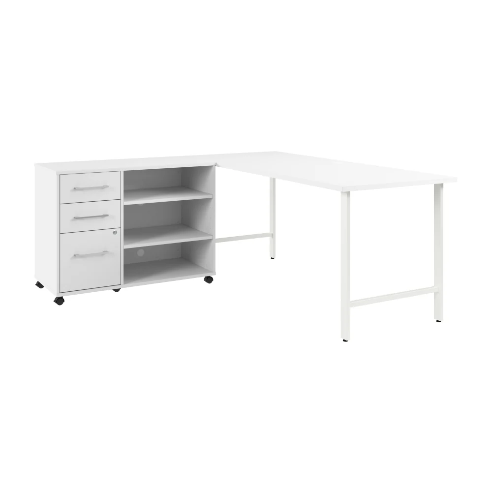 Hustle 72W x 30D Computer Desk and Storage Cabinet with Drawers and Shelves - Image 9